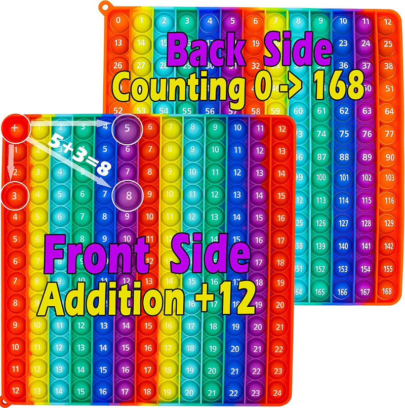 ENVFRI Number pop, Addition Table, 168 Number Table, Manipulatives Education Rainbow Fidget Sensory Toys Popper Toy, Math Pop It for Teachers to Create Kinds of Math Manipulatives (Number+Addition)