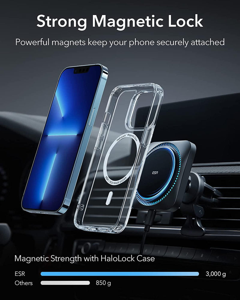 ESR HaloLock Wireless Car Charger with CryoBoost, Compatible with MagS