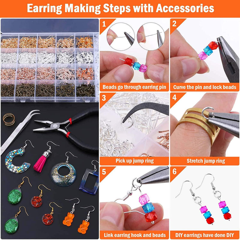  Earrings Hooks for Jewelry Making, Anezus 2000Pcs Earring  Making Supplies Kit with Fish Hook Earrings, Earring Cards, Jewelry Plier,  Earring Backs and Jump Ring for Jewelry Making and Earring Repair