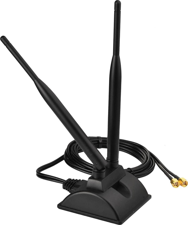 Eightwood Dual WiFi Antenna with RP-SMA Male Connector, 2.4GHz 5GHz Dual Band Antenna Magnetic Base for PCIe WiFi Network Card USB WiFi Adapter Wireless Router