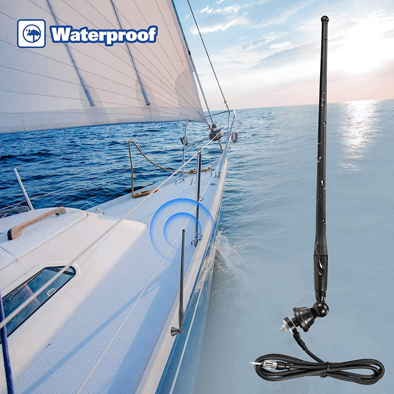 Eightwood Marine Boat Radio Antenna 42cm Rubber Duck Flexible Mast FM