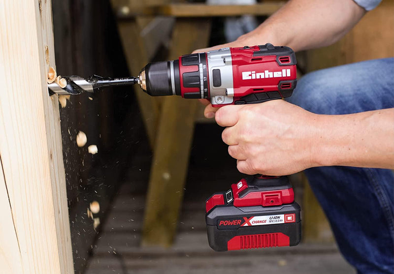 Einhell 4257216 4.0 Ah Cordless Power X-Change Combi Drill and Impact Driver Brushless Kit - Twin Pack , Red
