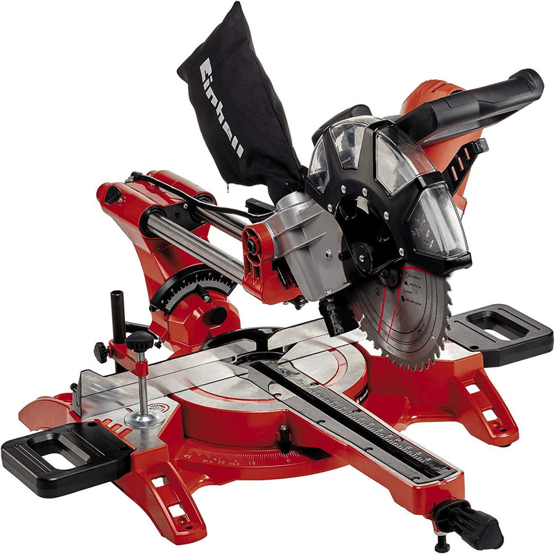 Einhell 4300395 Dual Drag, Crosscut and Miter Saw TC-SM 2534/1 (Maximum 2350 W, Integrated Drag Function, Saw Head Tilts to Left/Right, Laser, Include Carbide-Tipped Precision Saw Blade)