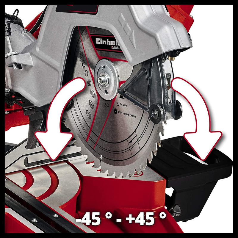 Einhell 4300875 Drag, Crosscut and Mitre Saw TE-SM 254 Dual (2100 W, Drag Function, Laser, Angle Adjustment with Quick-Adjust Facility, Spindle Lock, Clamping Device, Incl Carbide Saw Blade)