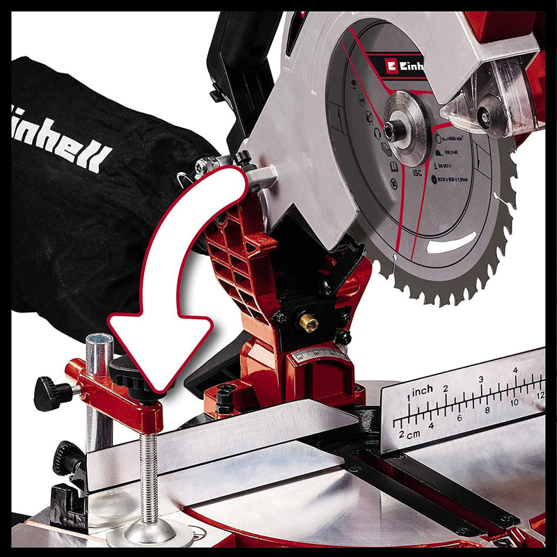 Einhell 4300890 TE-MS 18/210 Li Solo 18V Mitre Saw Solo - Supplied without Battery and Charger, Red, 30.5 cm*54.0 cm*36.1 cm
