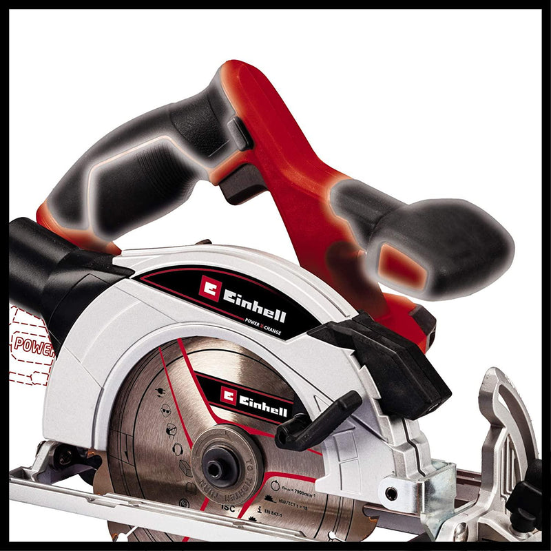 Einhell 4331207 Cordless Hand-Held Circular Saw TE-CS 18/165-1 Li - Solo Power X-Change(18 V, Tool-Free Adjustment of Cutting Depth + Tilt Angle, Without a Battery or Charger),26.5 cm*31.0 cm*17.5 cm