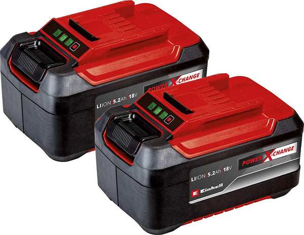 Einhell Power X-Change 18V, 5.2Ah Lithium-Ion Battery Twin Pack 2 x 5,2Ah Batteries Universally Compatible With All PXC Power Tools And Garden Machines