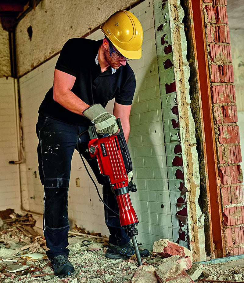 Einhell TC-DH 43 SDS Hex Demolition Hammer | 240V, 1600W Concrete Breaker Pneumatic Drill | 43 Joule Single Impact Force Jack Hammer, Vibration-Cushioned Handle, Includes Pointed and Flat Chisel