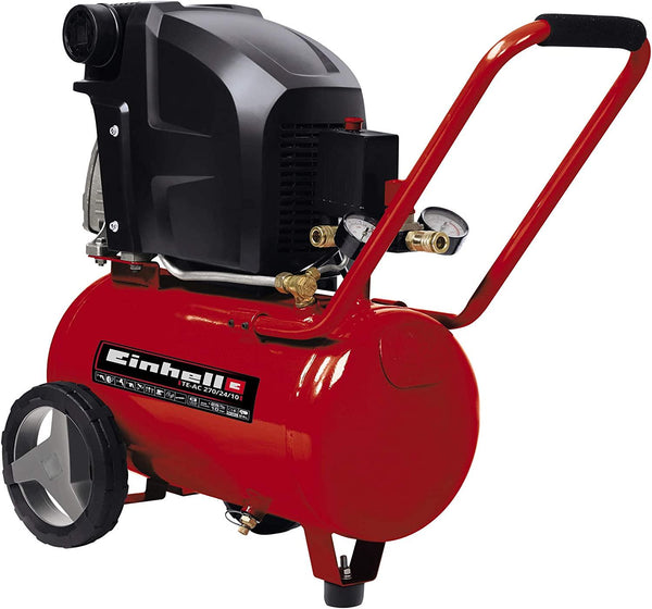 Einhell TE-AC 270/24/10 Air Compressor | 24L, 1800W, 240V, 10 Bar, 145 PSI, Oil Lubricated Long-Life Motor, Pressure Reducer, Safety Valve | Air Compressor For Workshops With 3 Year Warranty