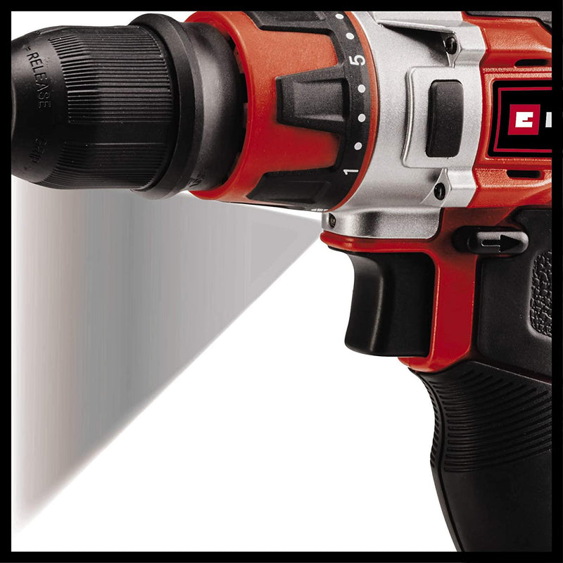Einhell TE-CD 12/1 3X-Li Cordless Drill Driver With Battery And Charger | 30Nm, 2-Speed Gearing, 10mm Drill Chuck, 90° Angle Attachment, LED Light | Combi Drill Set With 39 Piece Drill Bit Set
