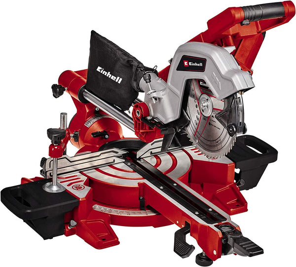 Einhell TE-SM 216 Dual Bevel Sliding Mitre Saw | Double Bevel Circular Saw, 305mm Drag, Laser, Dust Extraction, +/-45° Mitre, +/-47° Bevel | Saw With 60T Blade For Cutting Wood, Plastic