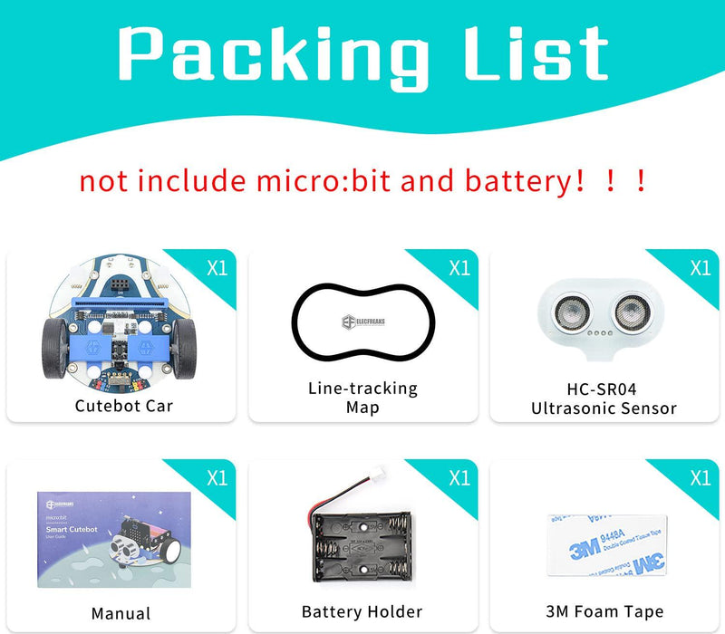 Elecfreaks microbit Mini Cutebot Kit Compatible with BBC Micro:bit V2 and V1, DIY Programmable Robot Car Kit, STEM Educational Project, Graphical Makecode Coding Car with Tutorial (Without Micro:bit)