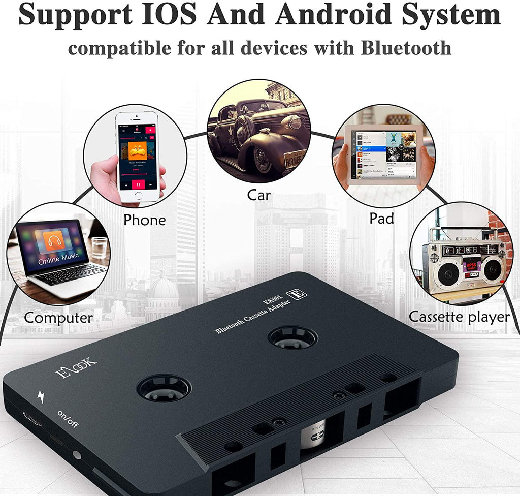 Car Cassette Audio Receiver, Bluetooth Cassette Tape Adapter with