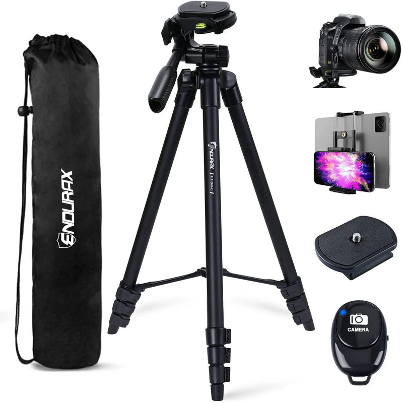 Endurax Camera Tripod 152cm (60 Inch) for Canon Nikon, Lightweight Phone Tripod with Remote Shutter, Universal Holder, Carry Bag