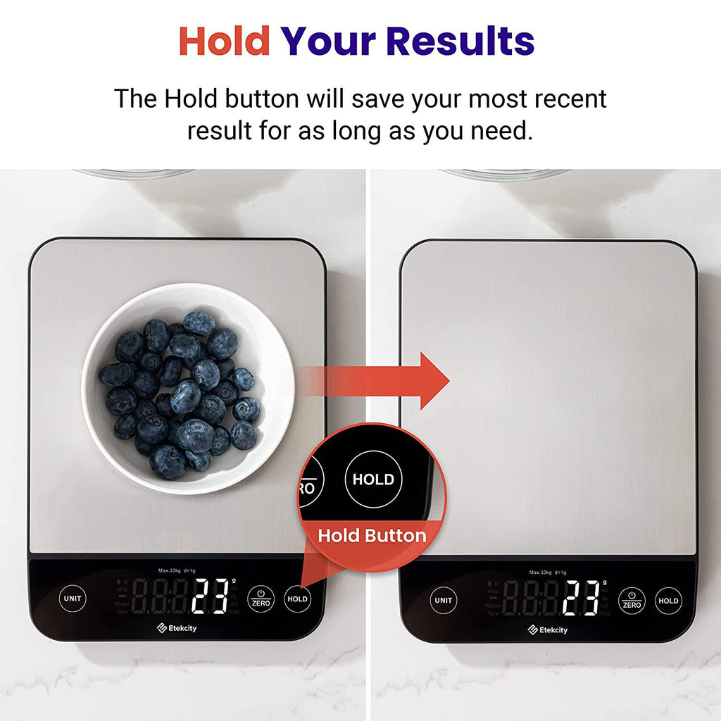 Etekcity Food Kitchen Scale 22lb, Digital Weight Grams and Oz for Weight  Loss, Baking and Cooking, 0.05oz/1g Precise Graduation,5 Weight Units, IPX6