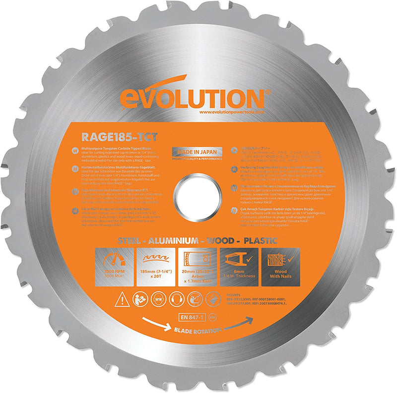 Evolution Power Tools R185CCSX Multi-Material Circular Saw, 185 mm, (1