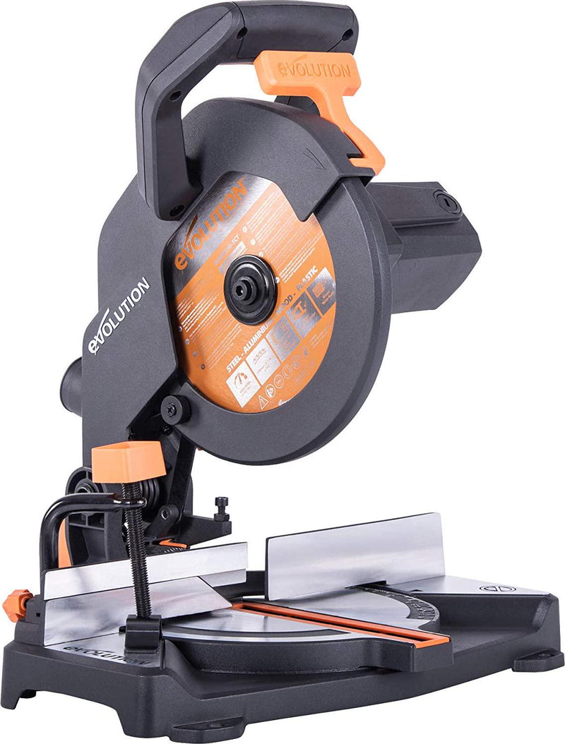 Evolution Power Tools R210CMS Multi-Material Compound Mitre Saw, 210 mm, (230 V) with Additional 210 mm Diamond Blade