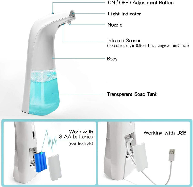 YIKHOM Automatic Liquid Soap Dispenser, 15.37 oz/450mL Soap Dispenser,  Touchless Hand Sanitizer Dispenser Electric, Motion Sensor Waterproof Pump  for