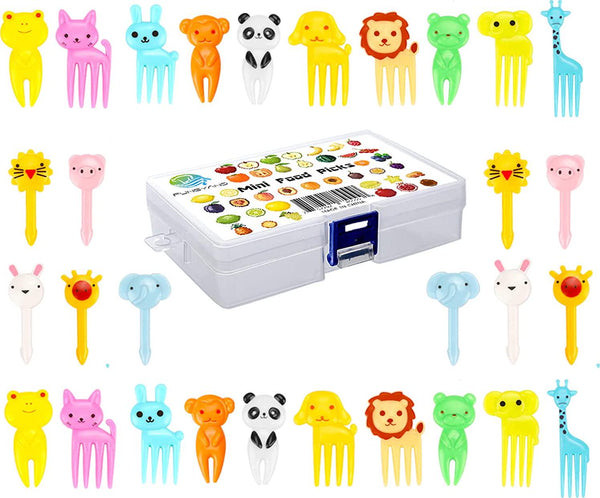 FUNGYAND 30 in 1 Animal Food Picks with Storage Box, Fun Bento Picks for Kids, Cute Cartoon Animal Fruit Food Toothpicks, Lunch Bento Box Picks for Toddler