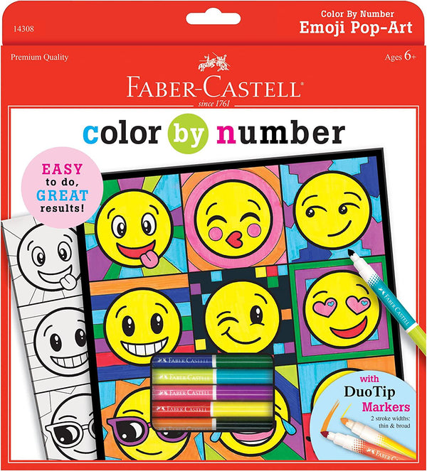 Faber-Castell Color by Number Emoji Pop-Art - Color by Number with Markers for Kids