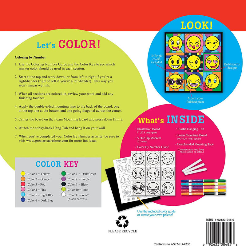 Faber-Castell Color by Number Emoji Pop-Art - Color by Number with Markers for Kids