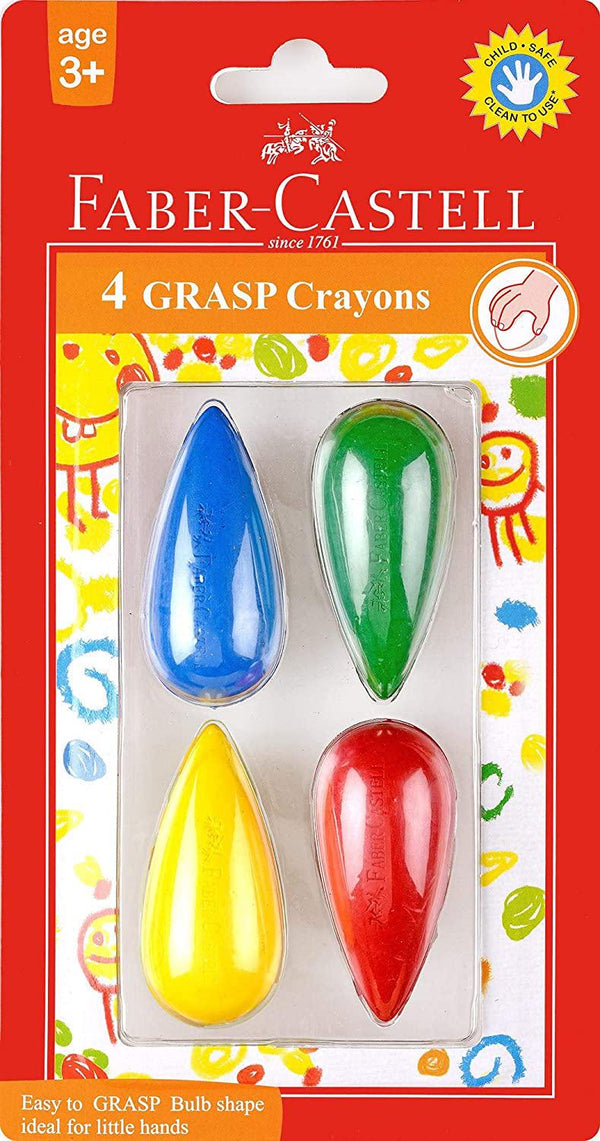 Faber-Castell Grasp Erasable Wax Crayons 4 Pieces, Assorted (21-122704)
