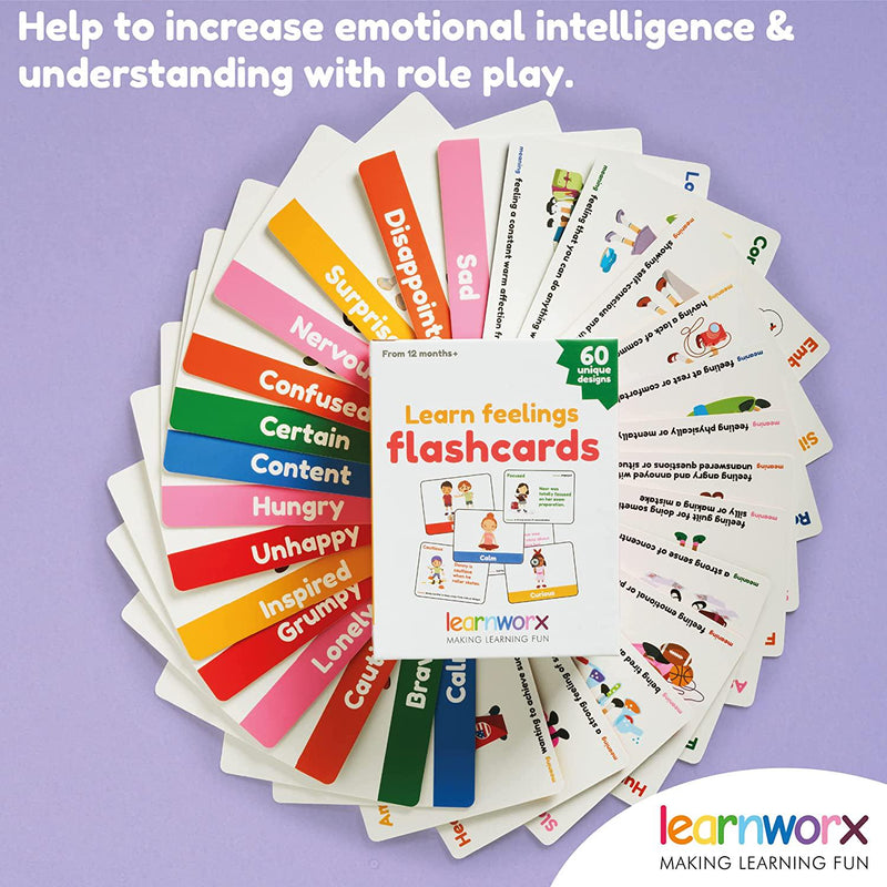 Feeling Flash Cards for Toddlers - 60 Unique Feeling Cards For Toddler and Kids - Learn Emotions and Feelings Flashcards