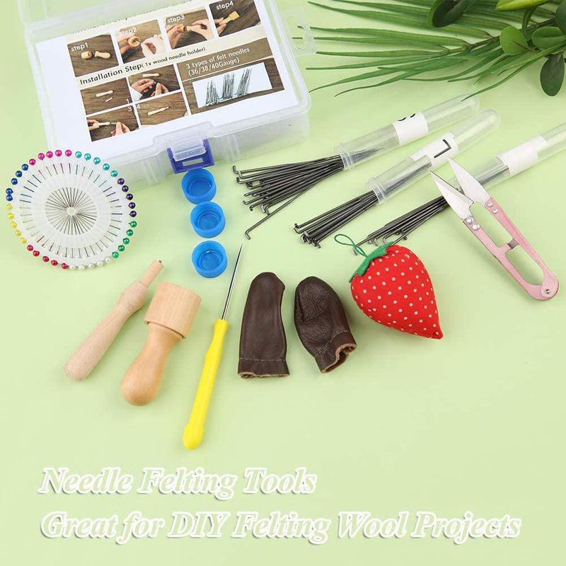 Qmnnma Felting Needles, Complete Needle Felting Kit, Wool Needle Felting  Supplies with 8-Needle Felting Tool, 36/38/40 Gauge Felting