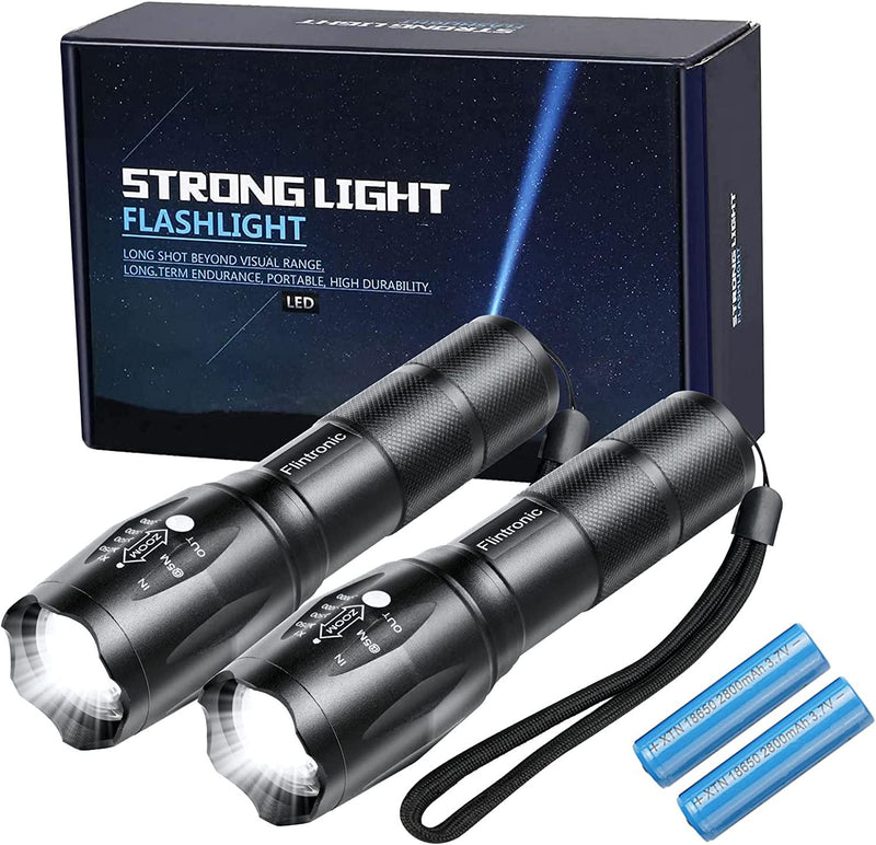 Flintronic LED Torch Flashlight, 2PCS Mini Pocket Torch, Adjustable Fo