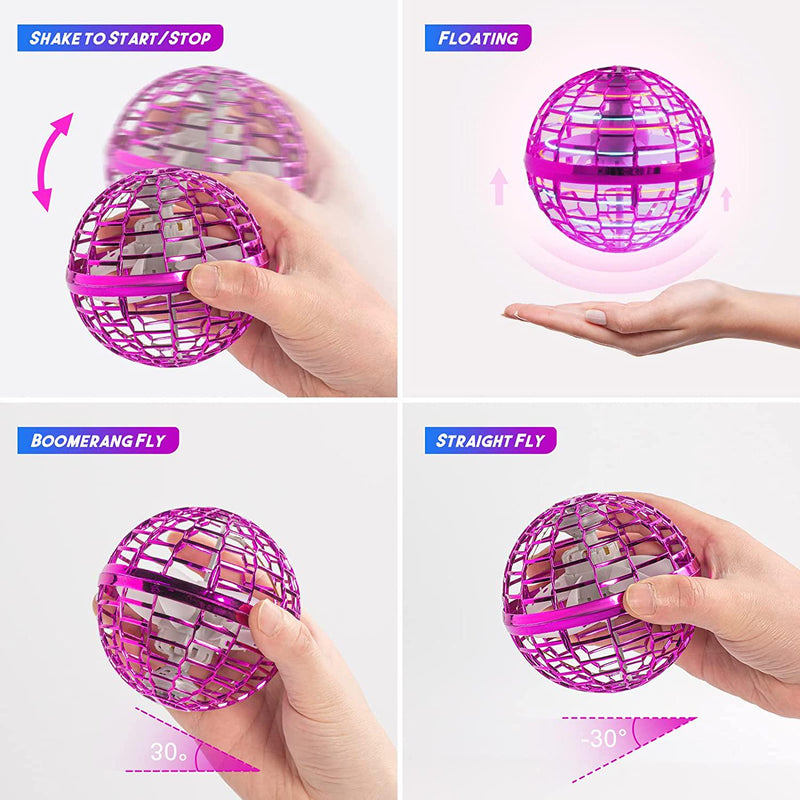 Flying Ball Toy Globe 360°Rotating Hand Controlled Orb Magic Led Lights  Controller Mini Drone Boomerang Fly Spinners for Kids Adults Indoor Outdoor