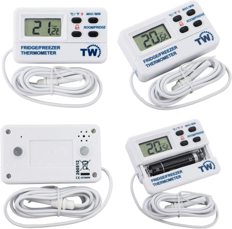 Thermometer World Fridge Thermometer or Freezer Thermometer Digital with Warning Alarm and Max Min Feature 1.2m Cable