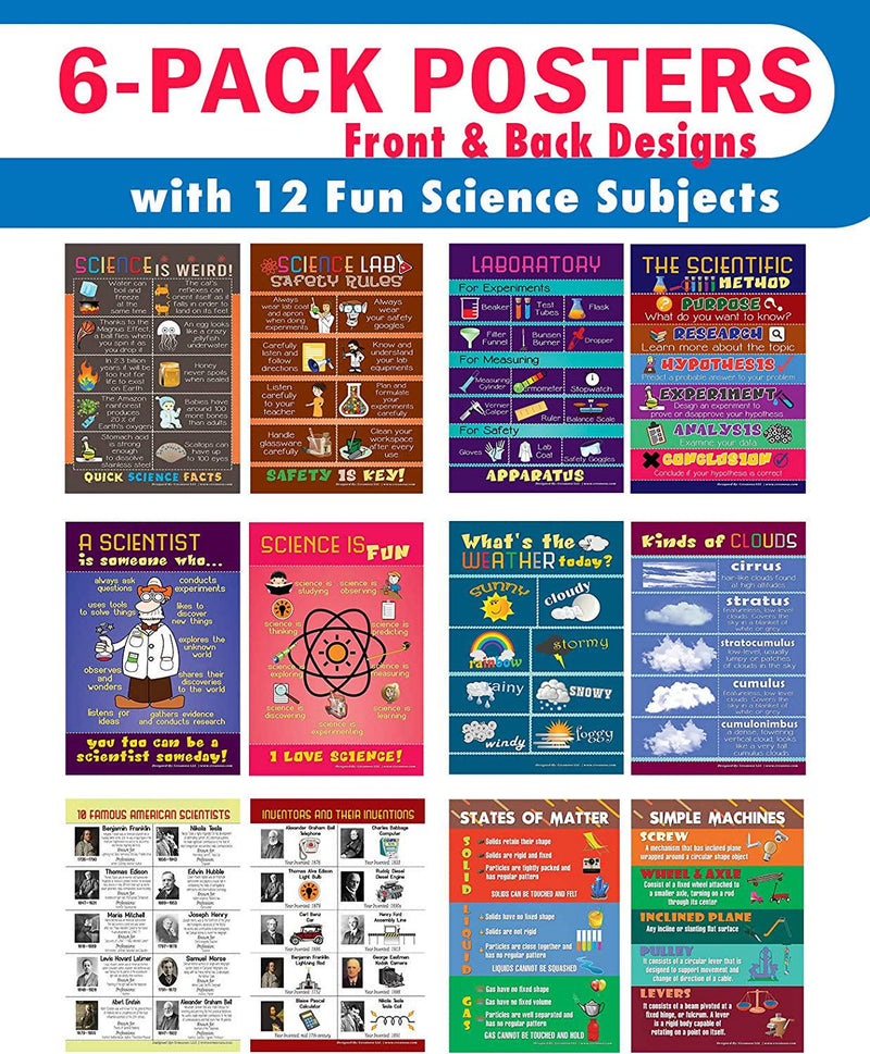 Fun Science Educational Learning Posters (6-Pack)