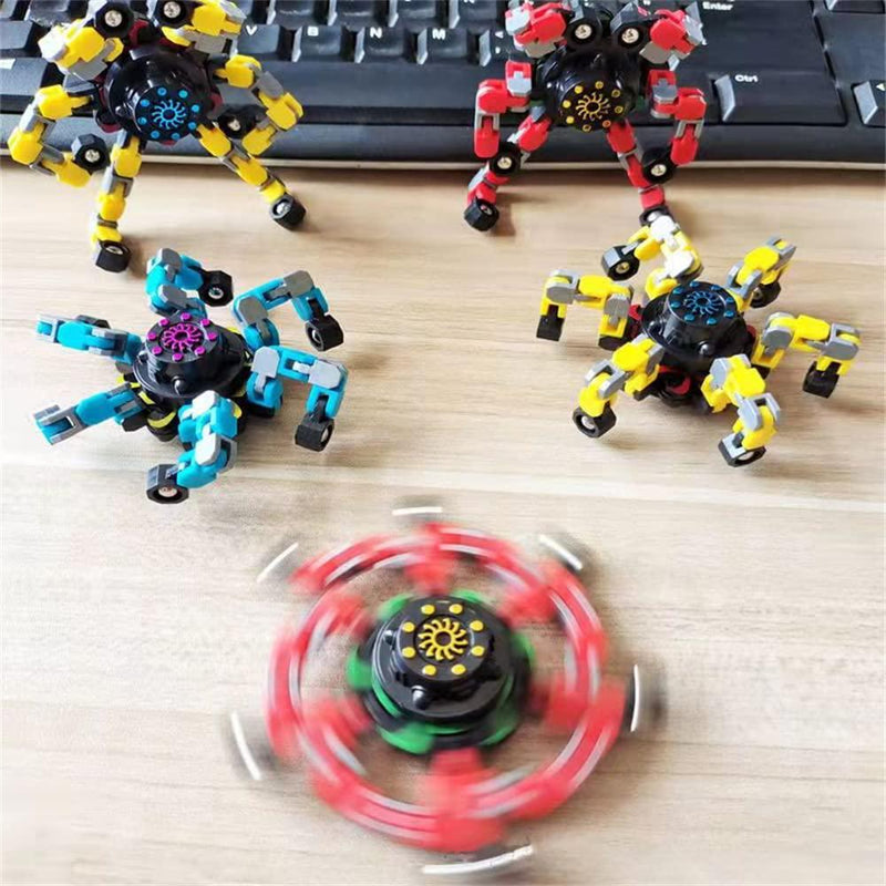 Funny Sensory Fidget Spinners Toys Finger Hand Spinner Toy Spinning Top Focus Toy with Transformable Chain Mechanical Spiral Twister Fingertip Gyro Stress Relief Toy for Kids Adults (4pack)