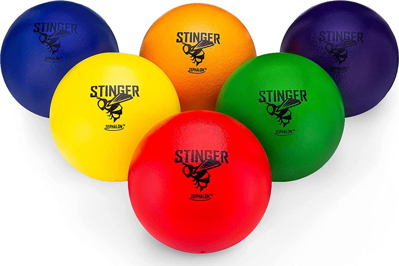 GSM Brands Dodgeballs - Foam, Soft Skin, Low Bounce, 5.9 - Set of 6 Dodge Balls for Kids and Adults