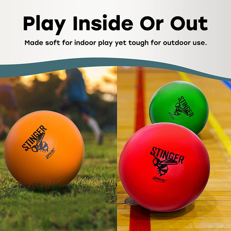 GSM Brands Dodgeballs - Foam, Soft Skin, Low Bounce, 5.9 - Set of 6 Dodge Balls for Kids and Adults