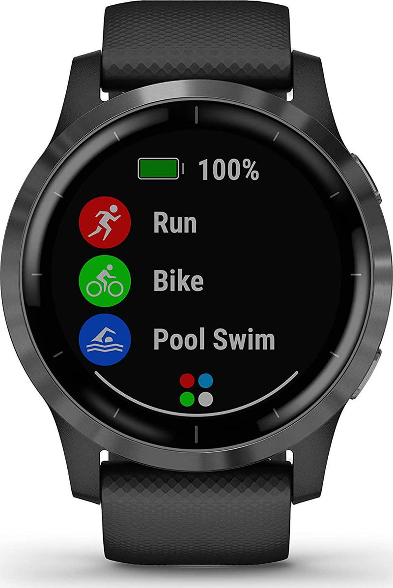 Garmin Vivoactive 4, GPS Fitness Smartwatch, Black with Slate Hardware
