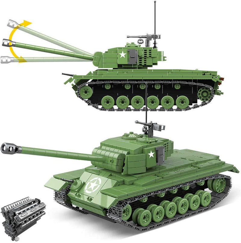 General Jim s WW2 USA M26 Pershing Anti-Aircraft Tank - Military Building Blocks Model Tank Set