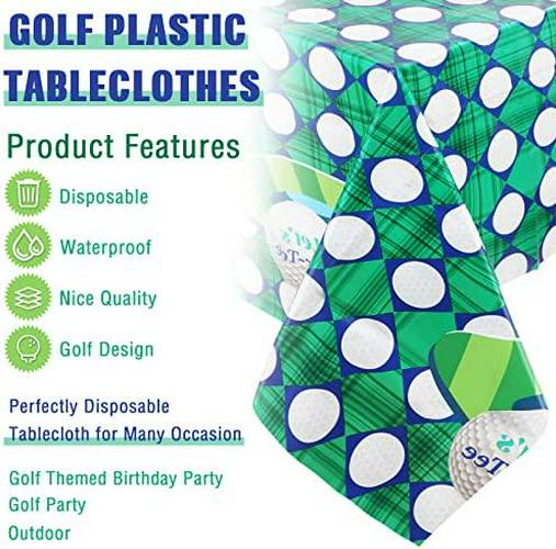 Golf Plastic Rectangle Table Cover Joyful Golf Party Decorations Green Golf Table Cloth Golf Party Table Cover Golf Themed Birthday Party Supplies for Home Office School, 42.5 x 70.9 Inch (1 Piece)