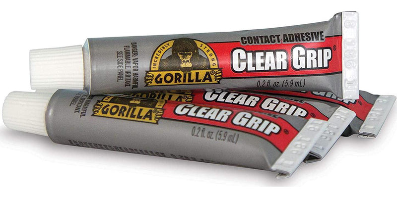 Gorilla Clear Grip Contact Adhesive Minis, Flexible, Fast-Setting, Permanent Bond, Waterproof, Indoor and Outdoor, Paintable, 4-5.9ml Tubes, Clear, (Pack of 1), GG102057