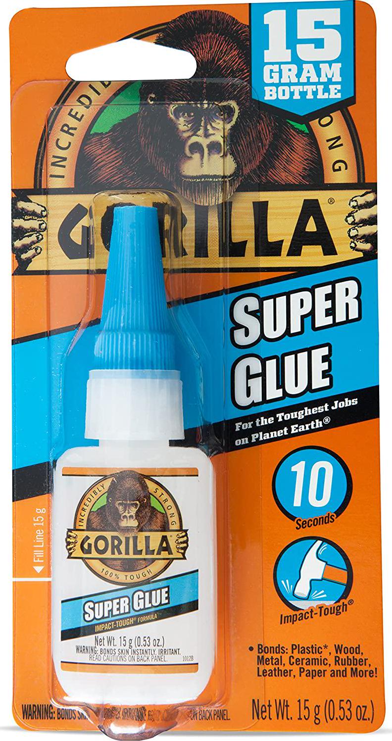 Gorilla Glue Super Glue Liquid, Fast-Setting, Versatile Cyanoacrylate Glue, Anti-Clog Cap, Flow Control Formula, Clear, 15g/0.53oz, (Pack of 1), GG41004