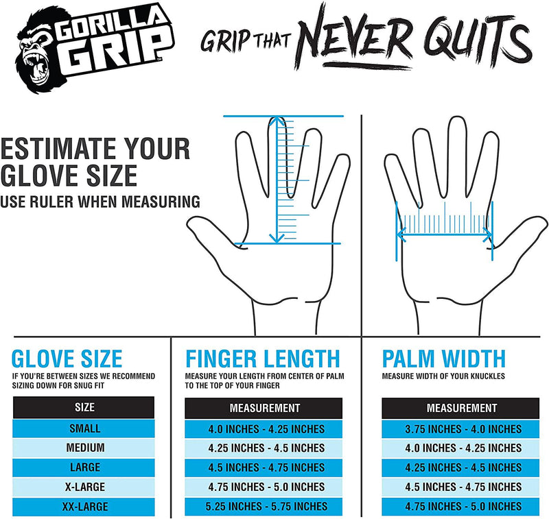 Gorilla Grip Slip Resistant All Purpose Work Gloves LARGE - 2 Pair - NEW