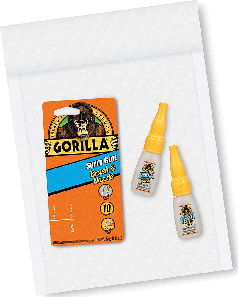 Gorilla Super Glue with Brush and Nozzle Applicator, 10 Gram, Clear, (2 Pack)