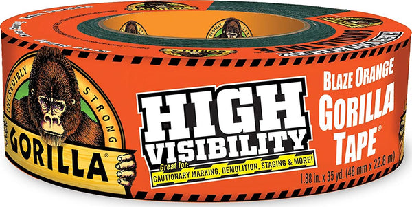 Gorilla Tape, High Visibility Duct Tape, 1.88 x 35 yd, Blaze Orange, (Pack of 1)