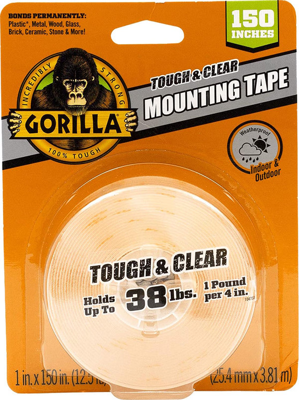 Gorilla Tough and Clear Double Sided Adhesive Mounting Tape, Extra Large, 1 x 150 , Clear, (Pack of 1)