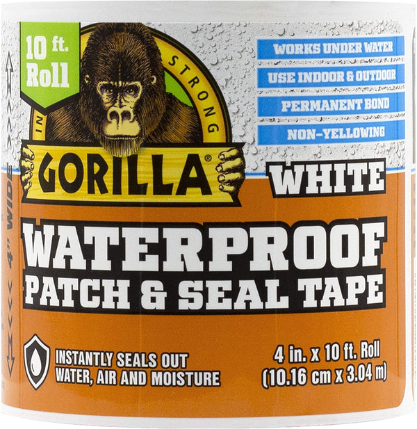 Gorilla Waterproof Patch and Seal Tape 4 x 10&#039; White, (Pack of 1)