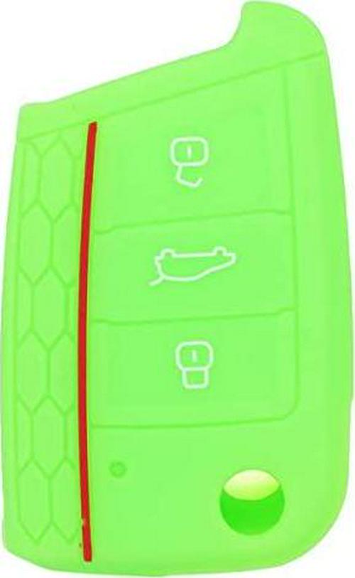 (Green) - Fassport Silicone Cover Skin Jacket for Volkswagen Golf GTI 3 Button Remote Key CV9801 Green