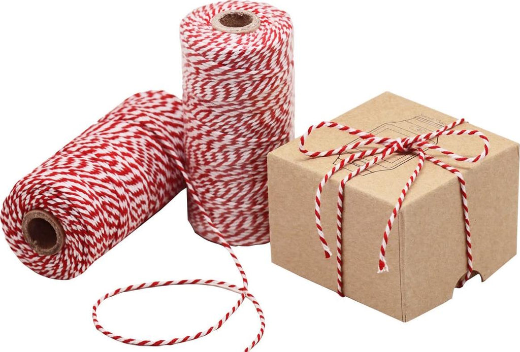 HOKI Cotton Bakers Twine Red and White 100M (328 Feet), Packing String