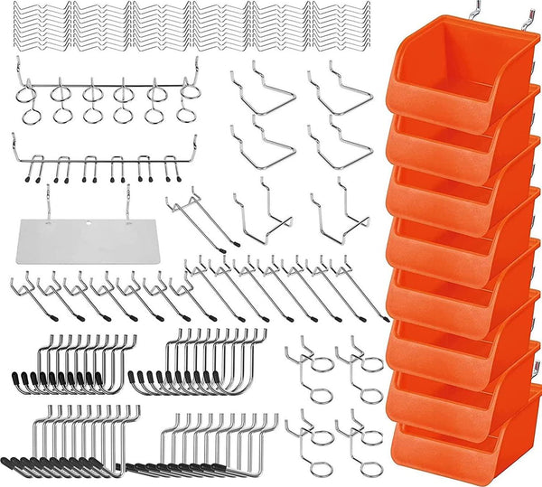 HORUSDY 150-Piece Pegboard Hooks Set, Pegboard Accessories Peg Board Assortment with Pegboard Bins for Organizing Various Tools