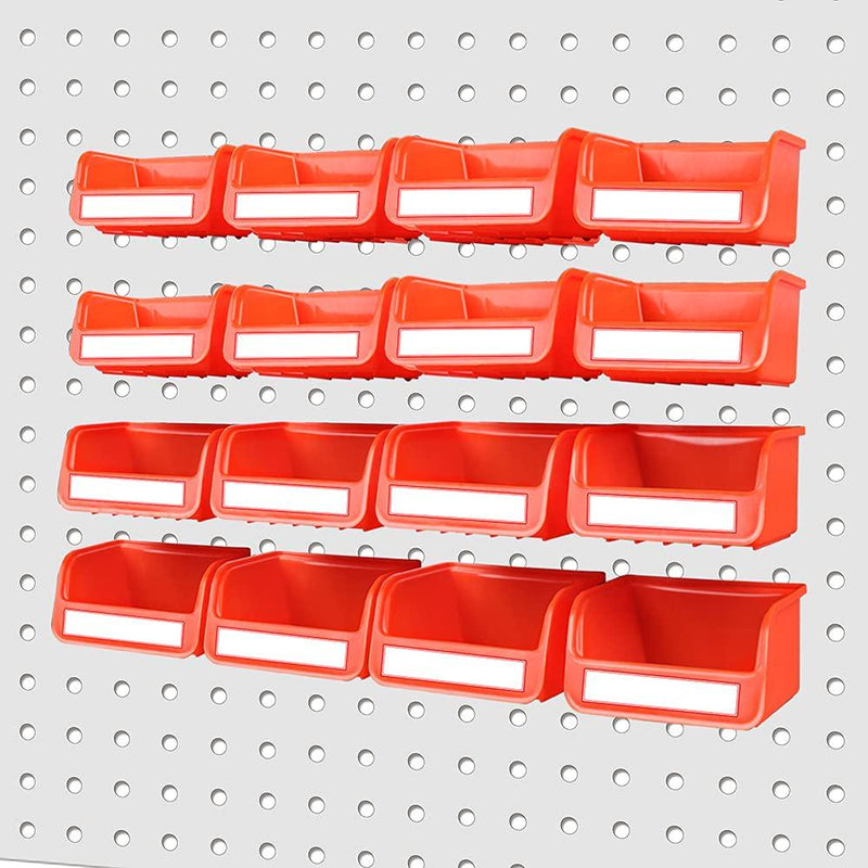HOURSDY 16Pc Pegboard Bins Kit with Steel Hook, Pegboard Workbench Bins for Parts Storage, Tools Organize Hardware, Attachments, Accessories