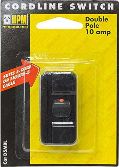 HPM Mini Cordline 10 A Switch, Black, D5MBL